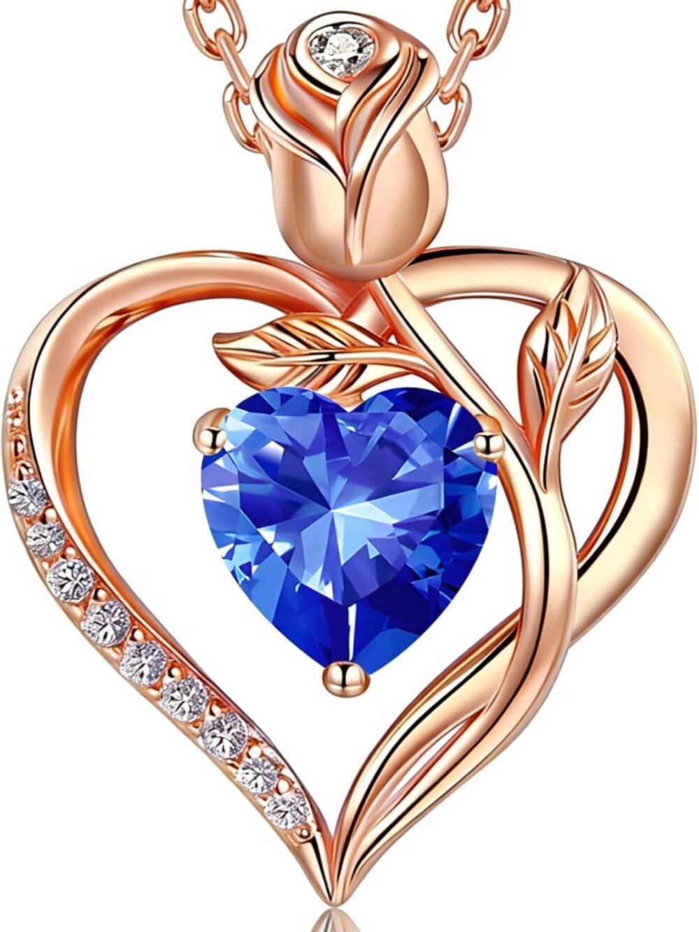Sterling Silver Heart Birthstone Necklace for Women - Personalized Gift Idea